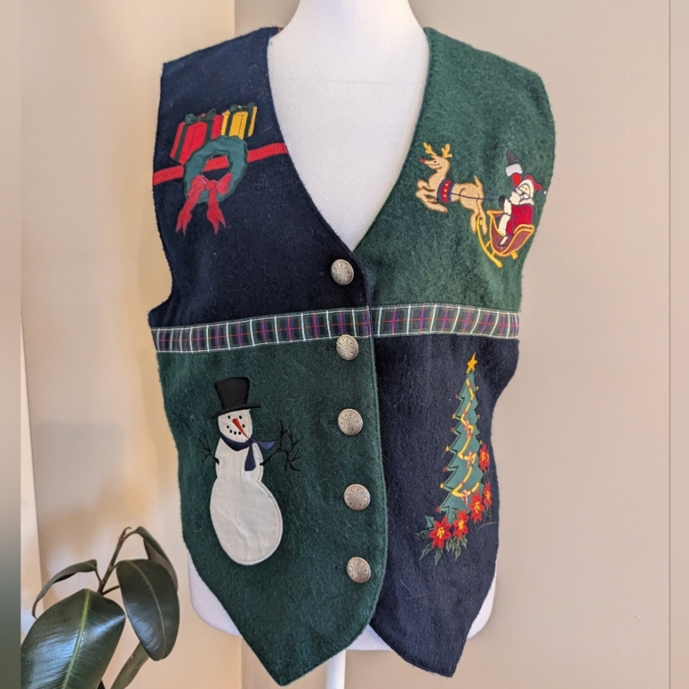 Vintage 90s Karen Scott Christmas Vest Holiday